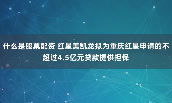 什么是股票配资 红星美凯龙拟为重庆红星申请的不超过4.5亿元贷款提供担保